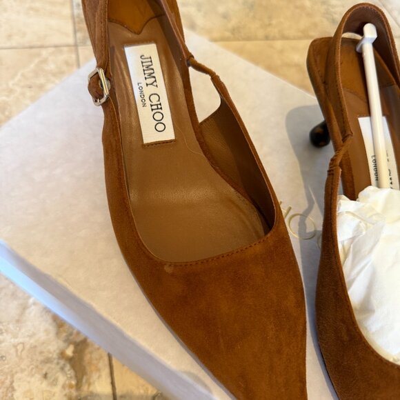 Jimmy Choo Amel Slingbacks in Tan Suede - Picture 3 of 6